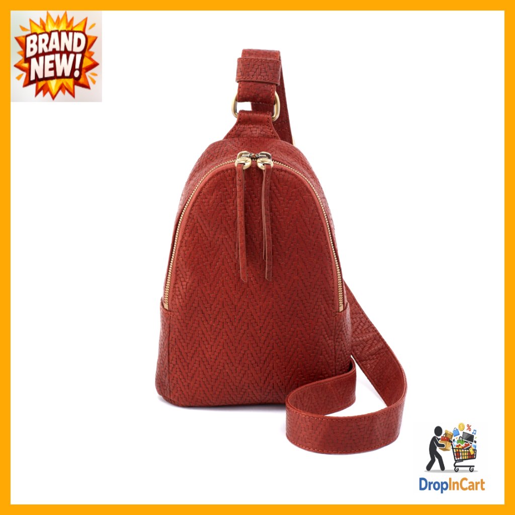 Leather Sling Bag Crossbody Adjustable Strap Hands-Free Chic Boho Style